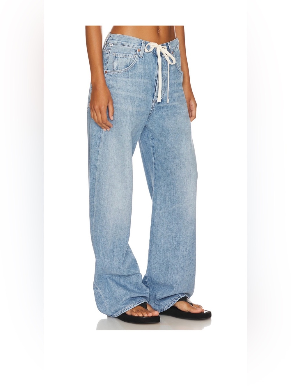 Citizens Of Humanity Light Blue Wide-Leg Drawstring Jeans - Picture 2 of 8